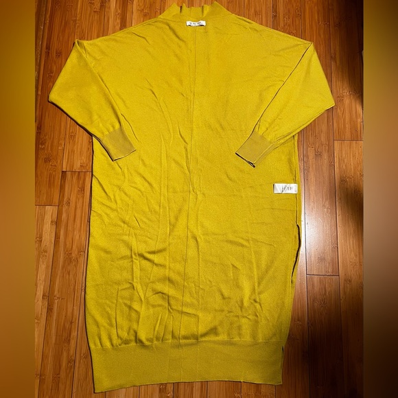 FREE PEOPLE Dana Maxi Luxe Polo Cashmere Sweater Dress Gold Size L. - Picture 6 of 16